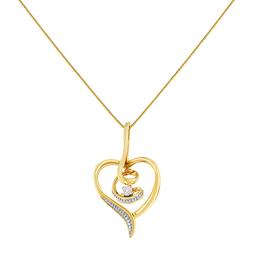 Espira 10kt. Gold Round Cut Diamond Swirl Heart Necklace