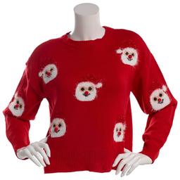 Juniors No Comment Intarsia Eyelash Santa Clause Sweater