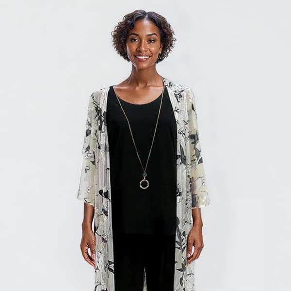 Womens Sara Michelle Chiffon Duster with Pants Set