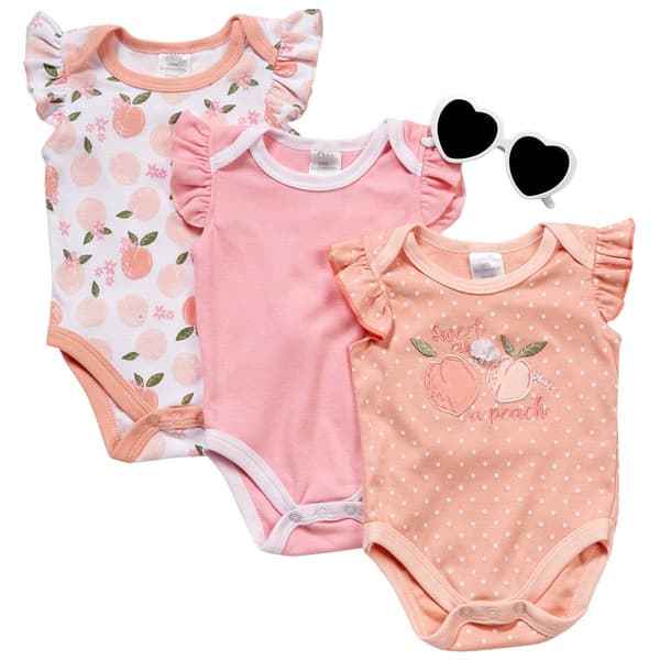 Baby Girl &#40;3-9M&#41; Little Beginnings&#40;R&#41; 4pc. Peach Bodysuits Set - image 