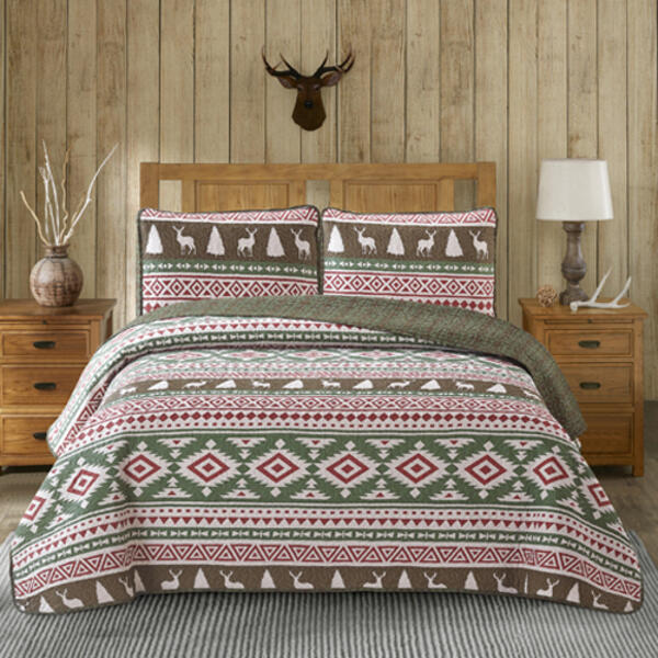 Universal Home Fashions Deer Quilt Set - image 