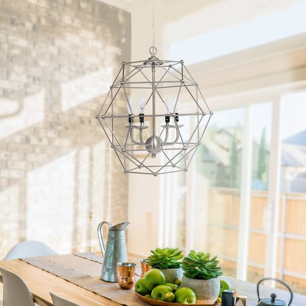 Elegant Designs Industrial 4 Bulb Hexagon Pendant Light