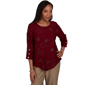 Womens Alfred Dunner Union 3/4 Sleeve Sparkle Soutache Blouse - image 1