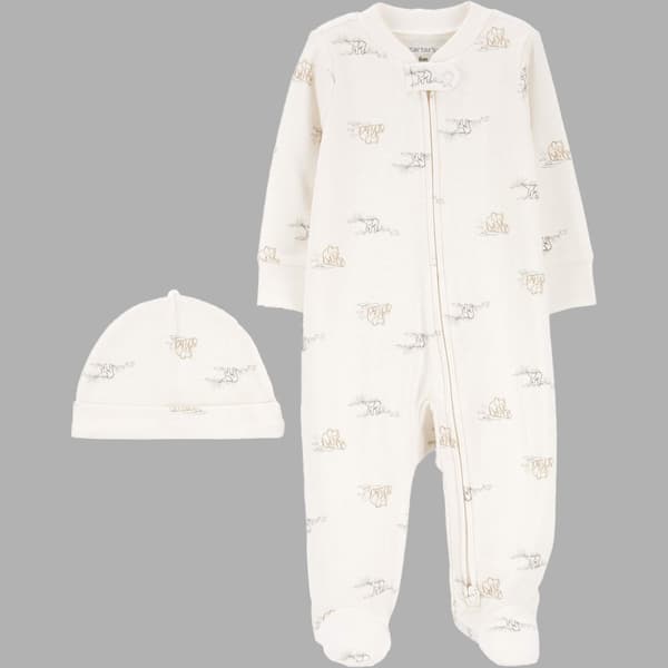 Baby Unisex &#40;Preemie-9M&#41; Carters&#40;R&#41; Elephant Sleep & Play w/ Hat - image 
