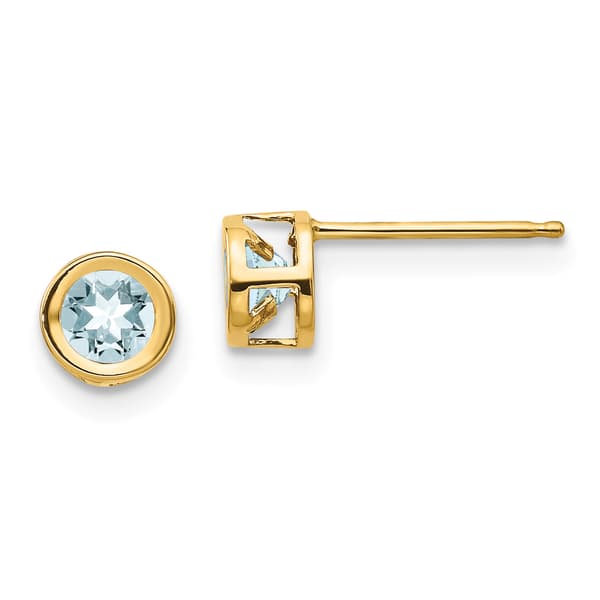 Gemstone Classics&#40;tm&#41; Yellow Gold 4mm. Aquamarine Earrings - image 