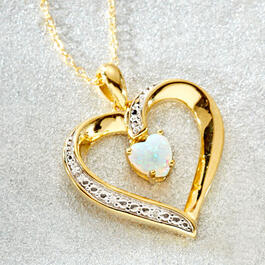 Gemstone Classics&#40;tm&#41; 1/7ct. Diamond Simulated Opal Opal Necklace