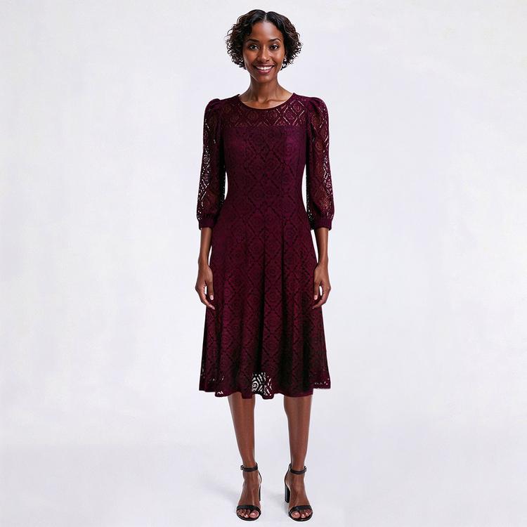 Womens Rabbit Rabbit Rabbit Elbow Puff Sleeve Lace Sheath Dress