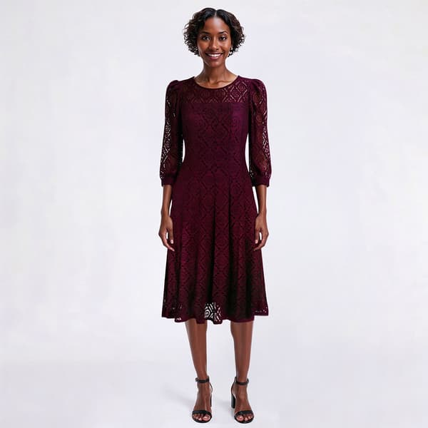 Womens Rabbit Rabbit Rabbit Elbow Puff Sleeve Lace Sheath Dress - image 