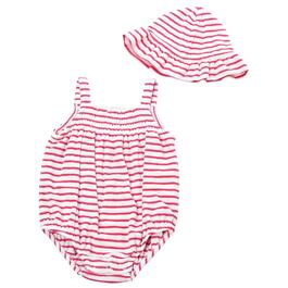 Baby Girl &#40;3-12M&#41; Little Me&#40;R&#41; Striped Bubble Bodysuit Set w/ Hat