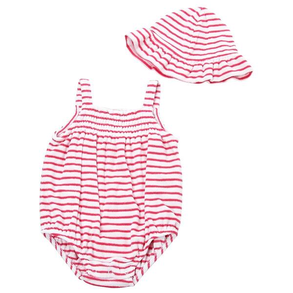 Baby Girl &#40;3-12M&#41; Little Me&#40;R&#41; Striped Bubble Bodysuit Set w/ Hat - image 