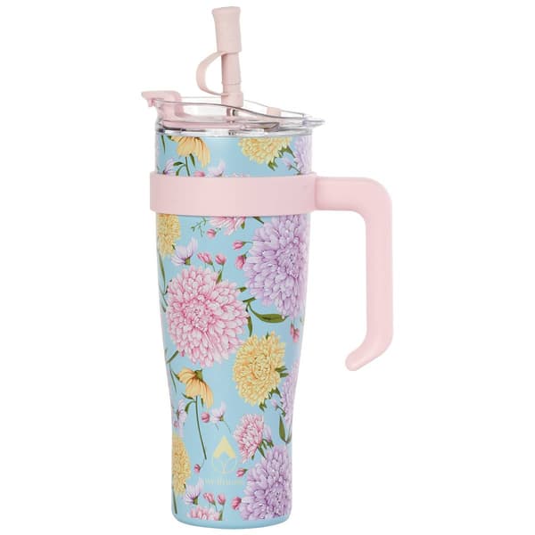 Double Wall Insulated 40oz. Hydrangea Tumbler with Straw - image 