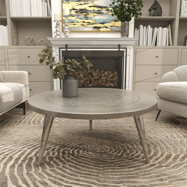 9th & Pike® Traditional Silver Aluminum Metal Coffee Table