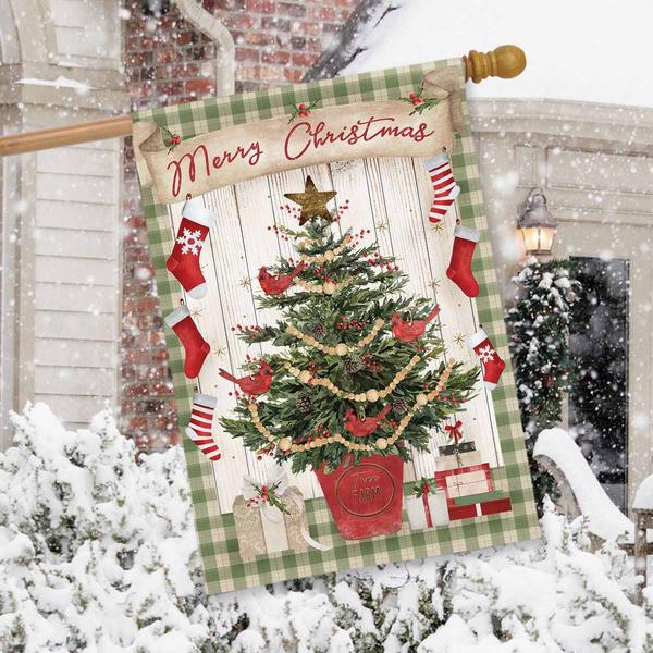 Briarwood Lane Potted Christmas Tree House Flag