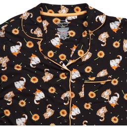Juniors Pillow Talk Long Sleeve Sunflowers & Cats Pajama Set