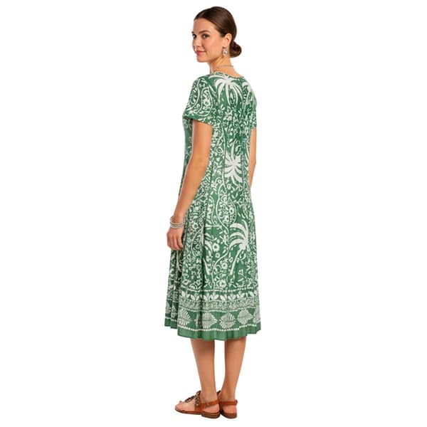 Womens Sami & Jo Short Sleeve Floral Beaded Neck A-Line Dress
