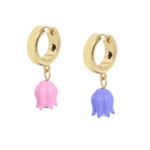 Betsey Johnson Tulip Charm Huggie Drop Earrings - image 