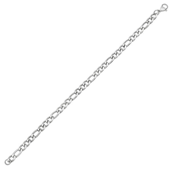 Mens Iron Saints 6mm Figaro Link Silver-Tone Bracelet - image 