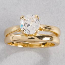 Ashley Cooper(tm) Gold-Tone CZ Solitaire Clear Stone Ring