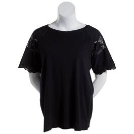 Plus Size Preswick &amp; Moore Solid Lace Sleeve Tee