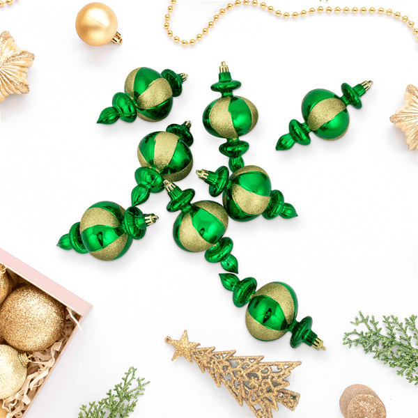 Northlight 8ct. Green Shatterproof Finial Christmas Ornaments