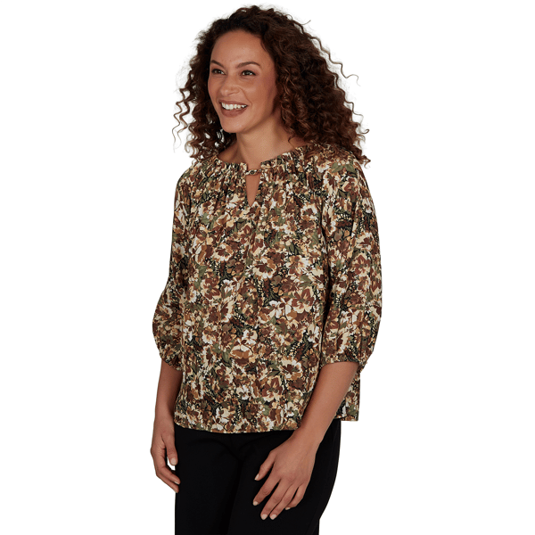 Womens Emaline La Vita Costiera 3/4 Sleeve Abstract Floral Blouse