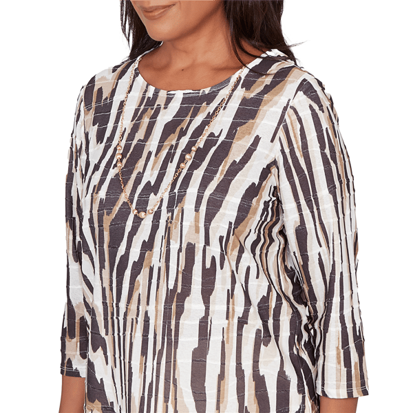 Petite Alfred Dunner Seville 3/4 Sleeve Abstract Animal Blouse