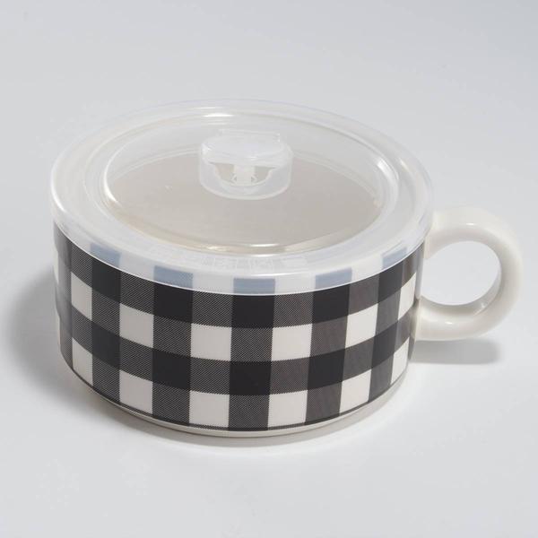 Kennedy Black & White Check Soup Mug - image 