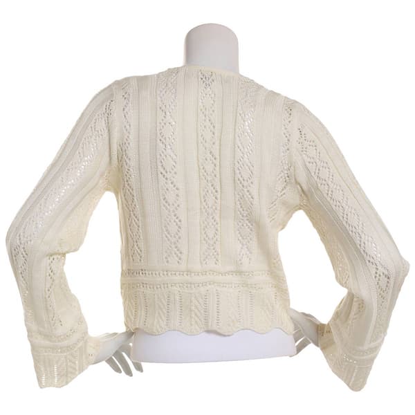 Juniors Madden Girl Pointelle Tie Front Cardigan Sweater