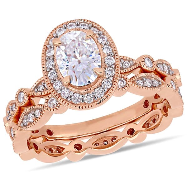Diamond Classics&#40;tm&#41; 10kt. Rose Gold Oval Infinity Bridal Ring Set - image 