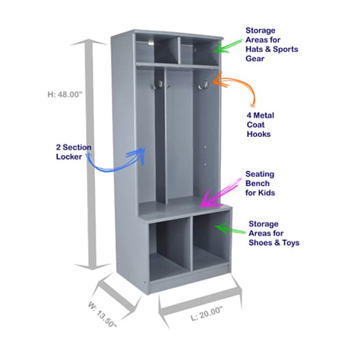 Little Partners&#8482; 2 Cubby Wooden Locker