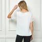 Womens Sara Michelle Short Ruffle Sleeve Dot Keyhole Blouse - image 2