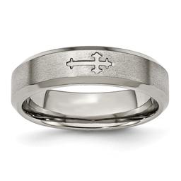 Mens Endless Affection(tm) Titanium Cross 6mm Beveled Edge Band