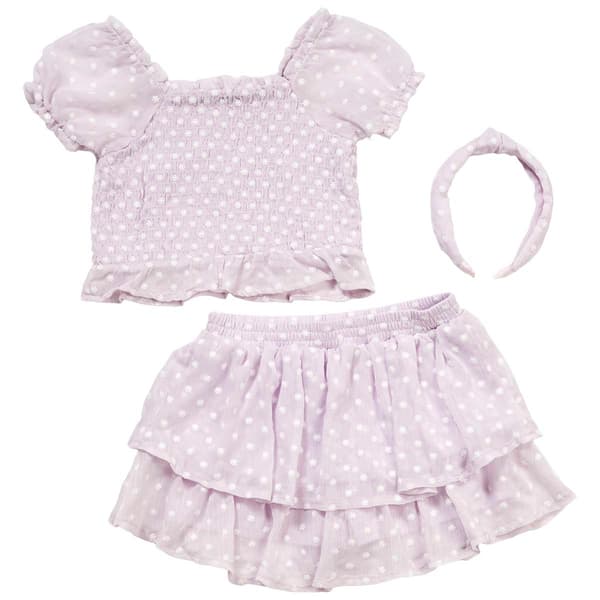 Girls (4-6x) Little Lass 2pc. Smocked Eyelet Top & Skort Set - image 