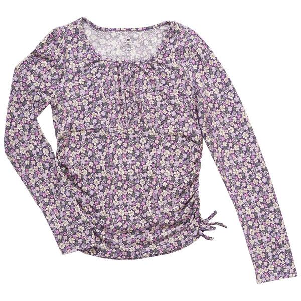 Girls &#40;7-16&#41; One Step Up Side Cinch Floral Yummy Long Sleeve Top - image 