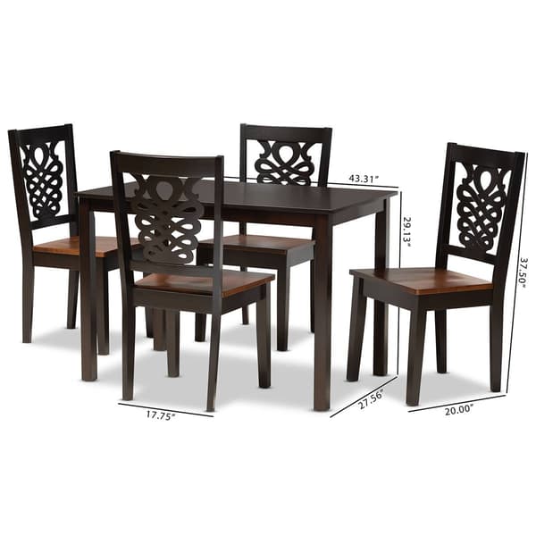 Baxton Studio Luisa 2-Tone Dark/Walnut Brown Wood 5pc. Dining Set