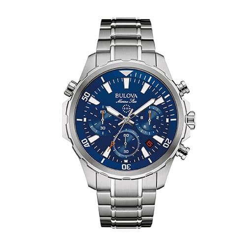Mens Bulova Marine Star Blue Dial Watch - 96B256 - image 