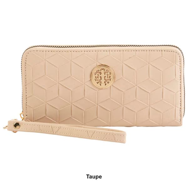 Womens Sasha Geometric Texture Zip Around Wristlets