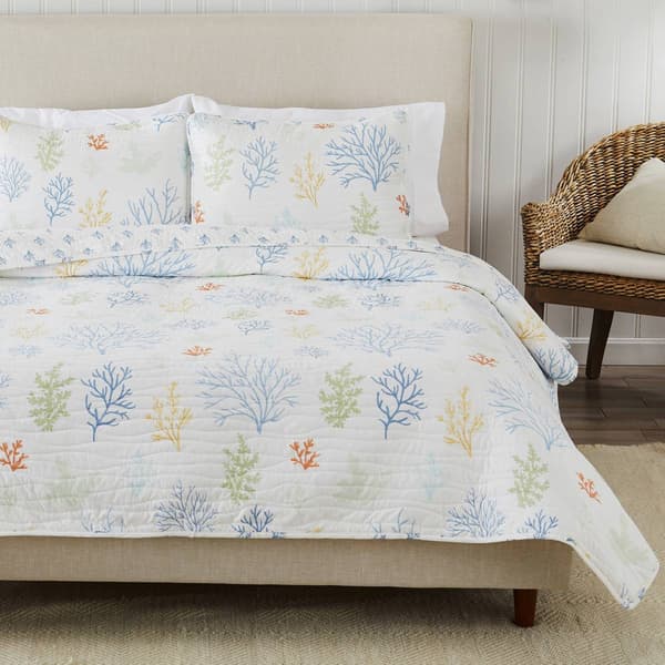 FreshFolds Maldives 3pc. Reversible Pastel Coral Quilt Set - image 
