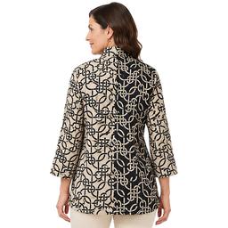 Womens Ali Miles 3/4 Sleeve Split Geometric Blouse