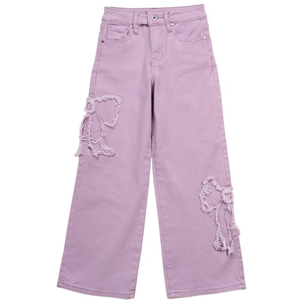 Girls (7-16) YMI(R) Wide Leg Bow Patch Jeans
