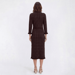 Womens Sandra Darren Long Sleeve Mock Neck Button Sheath Dress