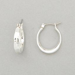 Napier Silver-Tone Small Click Top Hoop Earrings