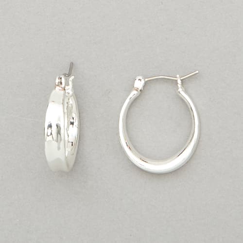 Napier Silver-Tone Small Click Top Hoop Earrings - image 