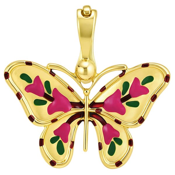 Wearable Art Fuchsia Flower Butterfly Enhancer - image 