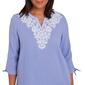 Petite Alfred Dunner Summer Breeze Woven Embroider Yoke Blouse - image 2