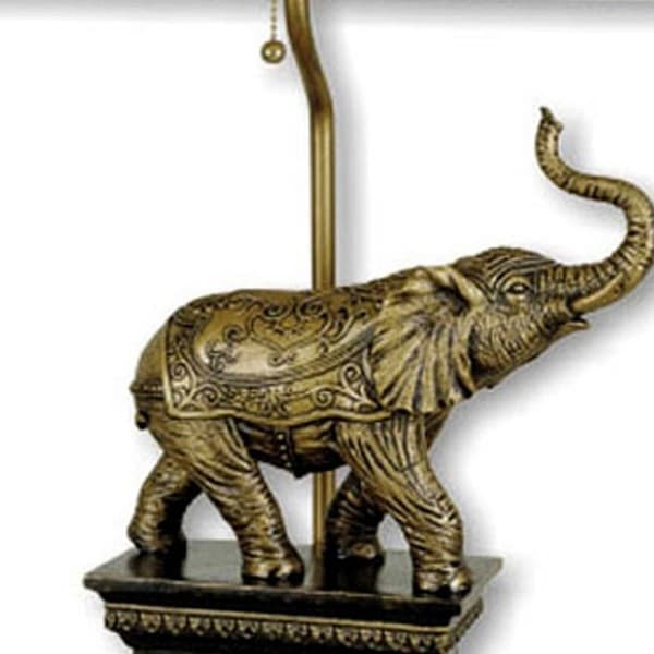 HomeRoots 29in. Antique Elephant Table Lamp