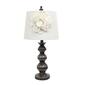 Elegant Designs Age Bronze Ball Lamp w/Couture Linen Flower Shade - image 2