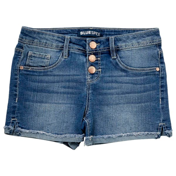 Girls &#40;7-12&#41; Blue Spice Roll Cuff Triple Button Shorts w/ Slit - image 