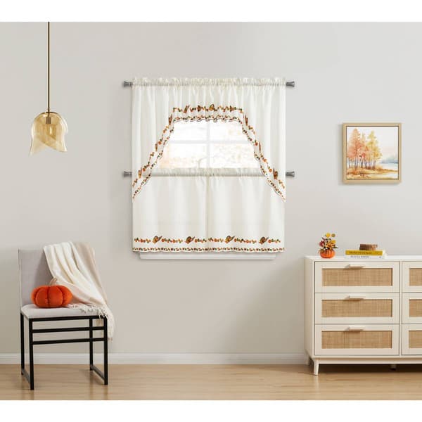 Harvest Embroidered Kitchen Curtain - image 