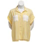 Plus Size Como Black Short Sleeve Stripe Button Front Blouse - image 1
